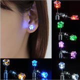 Light Up LED earrings Studs Flashing Blinking Stainless Steel Earrings Studs Dance Party Accessories unisex for Men Women 1 Pair