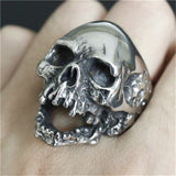 Black Silver Huge Skull Ring 316L Stainless Steel Punk Style Newest Design Men Boys Skull Ring