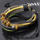 Womens Mens Wrap Multilayer Genuine Leather Rope Bracelet Chain With Charms