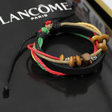 Womens Mens Wrap Multilayer Genuine Leather Rope Bracelet Chain With Charms