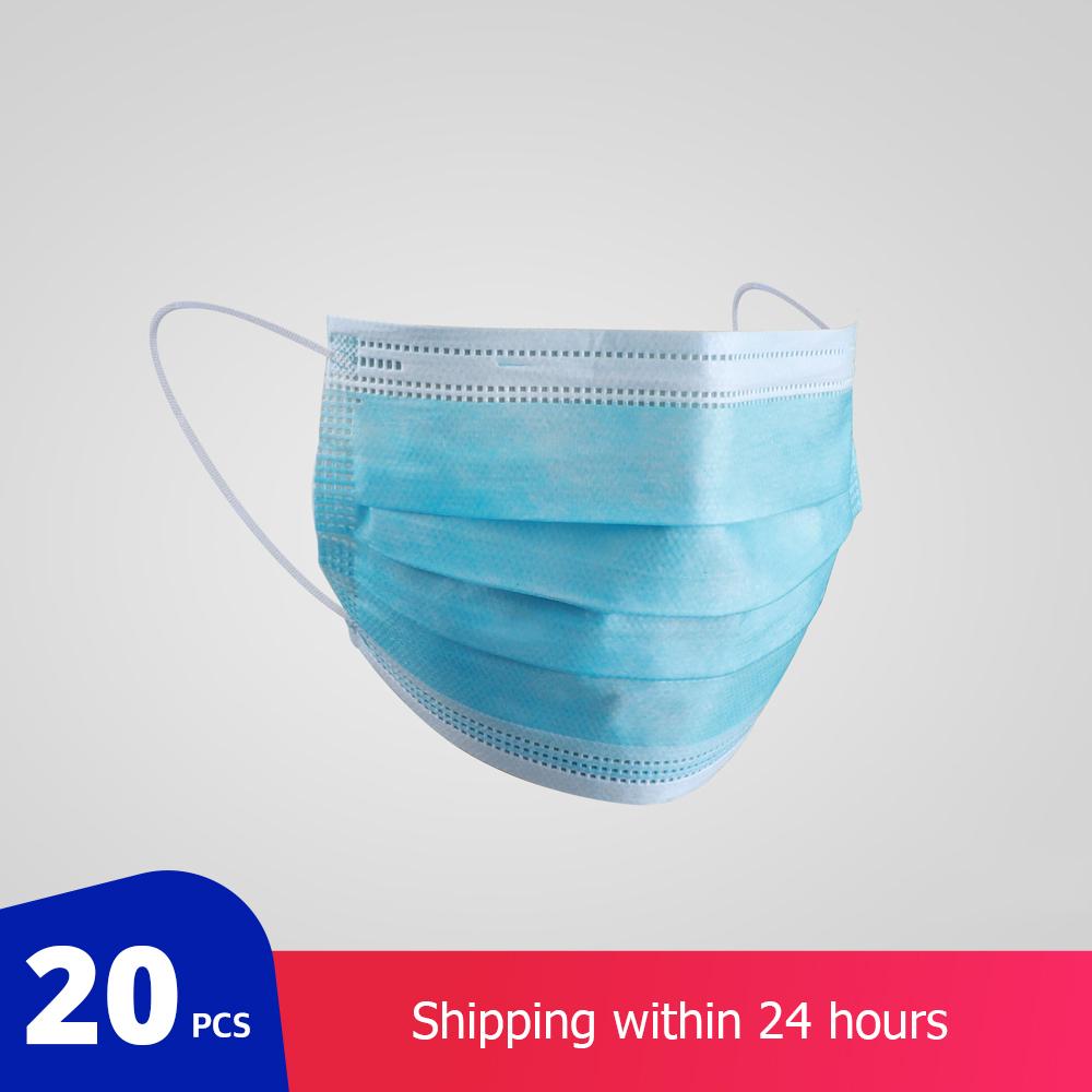 20 PCs/bag Protective Surgical Mask Non-woven Dust Mask Thickened Disposable Mouth Mask 3-layer Face Mask