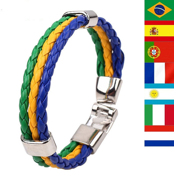 World Cup Theme Bacelets-Bangles Fashion Jewelry Sporty PU Leather Bracelet For Men and Women