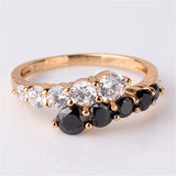 Fashion Classic Rings 18K Gold Plating Ring White&Black Crystals CZ Eternal Engagement Love Rings For Women Jewellry