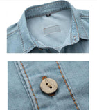 Hot Sale Men's Fashion Solid Short-sleeved Shirt Male Casual Comforatble Korean Style Turn-down Collar Denim Short
