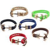 Unisex Couples Bracelet Men Anchor Woven Leather Bracelets&Bangles Multilayer Punk Charming Rope Pulseiras Femininas Hand Chain