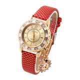Fashion Wristwatch Swan Pendant Quartz Watch Crystal hours gold Leather Strap Rhinestone watches