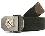 New Men Belt Thicken Canvas Communist Military Belt Army Tactical Belt High Quality Strap 