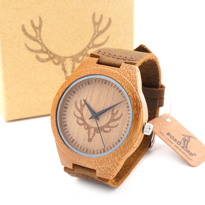 Top brand Bobobird Men's Bamboo Wooden Bamboo Watch Quartz Real Leather Strap Men Watches With Gift Box