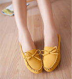 New Trendy Casual Flat Heel Shoes Bow Knot Round Toe Slip Candy Color Loafer Shoes Autumn Comfortable Women Shoes