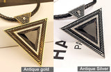 Vintage Jewelry Triangle Statement Necklace Rhinestone Necklaces & pendants Leather Chain