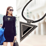 Vintage Jewelry Triangle Statement Necklace Rhinestone Necklaces & pendants Leather Chain