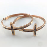Hot Sell! Stainless Steel Cross Hoop Earring Women Girls Fashion Elegant Round Crystal Earrings