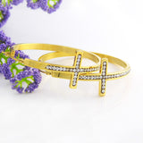 Hot Sell! Stainless Steel Cross Hoop Earring Women Girls Fashion Elegant Round Crystal Earrings