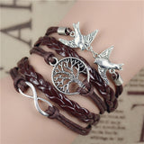 New Arrival Mix Infinity Love Leather Love Owl Leaf Charm Handmade Bracelet Bangles Jewelry Friendship Gift Items