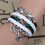 New Arrival Mix Infinity Love Leather Love Owl Leaf Charm Handmade Bracelet Bangles Jewelry Friendship Gift Items