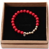 New Charm Bracelet Northskull Skull Fashion Men Women Girl Bracelets 6MM Red coral rock high quality