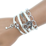 New Fashion Infinity Love Birds Sister Charm Bracelet With Handwoven leather Bracelets for Women Man Valentine's Day Gift