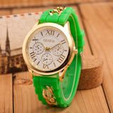 new style Geneva Silicone Band Gold Alloy Chain Women casual Watch men Quartz Wristwatch ladies women Jelly watch 