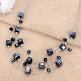 Silver Color Silver Plated Necklace Earrings For Women Jewelry Set Women's Wedding Jewelry Sets Royal Blue Crystal