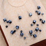 Silver Color Silver Plated Necklace Earrings For Women Jewelry Set Women's Wedding Jewelry Sets Royal Blue Crystal 