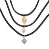 Punk Black Velvet Stripe Turquoise Chokers Necklaces Alloy Cute Pendants Necklaces Sets Necklace