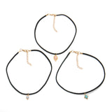 Punk Black Velvet Stripe Turquoise Chokers Necklaces Alloy Cute Pendants Necklaces Sets Necklace