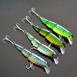  3 Sections Minnow Fishing Lure 10cm/16g/pc Floating Lures Hard Bait 4pcs/pack Multi-corlors