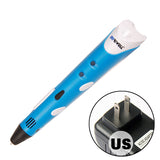 3D Printing Pen1.75mm ABS/PLA Smart 3D Pen Drawing Pen+Free Filament+Adapter Creative Gift For Kids Design Painting