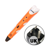 3D Printing Pen1.75mm ABS/PLA Smart 3D Pen Drawing Pen+Free Filament+Adapter Creative Gift For Kids Design Painting
