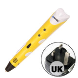 3D Printing Pen1.75mm ABS/PLA Smart 3D Pen Drawing Pen+Free Filament+Adapter Creative Gift For Kids Design Painting