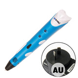 3D Printing Pen1.75mm ABS/PLA Smart 3D Pen Drawing Pen+Free Filament+Adapter Creative Gift For Kids Design Painting