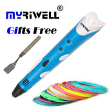 3D Printing Pen1.75mm ABS/PLA Smart 3D Pen Drawing Pen+Free Filament+Adapter Creative Gift For Kids Design Painting