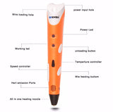 3D Printing Pen1.75mm ABS/PLA Smart 3D Pen Drawing Pen+Free Filament+Adapter Creative Gift For Kids Design Painting