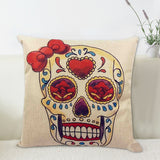 Linen Cushion for Decorative Sugar Skull Printed Decorative Cushion Home Decor