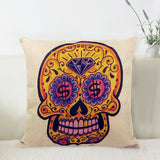 Linen Cushion for Decorative Sugar Skull Printed Decorative Cushion Home Decor