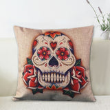 Linen Cushion for Decorative Sugar Skull Printed Decorative Cushion Home Decor