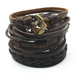 Punk Genuine Wrap Leather Bracelets Men For Women Cuff Jewelry Accessories