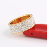 Row Crystal Jewelry Free Shipping Wholesale 18K Gold Plated Stainless Steel Wedding Rings