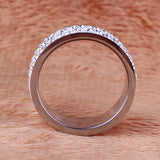 Five Row Lines Clear Crystal Jewelry Fashion Stainless Steel Engagement Rings