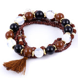 Colorful pulseras Bohemian Ethnic Style Multilayer Beaded Tassel Elastic Rubber Bands Bracelets for Women