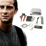6 in 1 Survival Kit Gear Hiking Camping Set Fire Starter + Wire Saw + Card knife + Outdoor Whistle + Flashlight + Blank