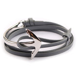 Tom hope New Arrival Fashion Jewelry PU Leather Bracelet Men Half Bend Anchor Bracelet Hooks Bracelets For Gift