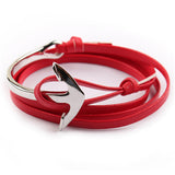 Tom hope New Arrival Fashion Jewelry PU Leather Bracelet Men Half Bend Anchor Bracelet Hooks Bracelets For Gift