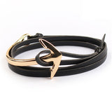 Tom hope New Arrival Fashion Jewelry PU Leather Bracelet Men Half Bend Anchor Bracelet Hooks Bracelets For Gift