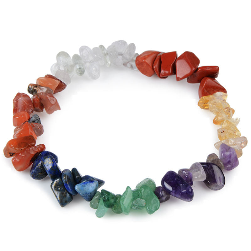 Healing Natural Elastic Bracelet Charm Agate Chip Beads Amethyst Crystal Bracelet Bohemian Boho Women