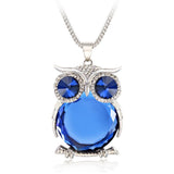 Trendy Owl Necklace Fashion Rhinestone Crystal Jewelry Statement Women Necklace Silver Chain Long Necklaces & Pendants