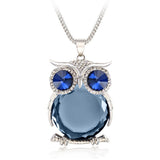 Trendy Owl Necklace Fashion Rhinestone Crystal Jewelry Statement Women Necklace Silver Chain Long Necklaces & Pendants