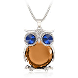 Trendy Owl Necklace Fashion Rhinestone Crystal Jewelry Statement Women Necklace Silver Chain Long Necklaces & Pendants