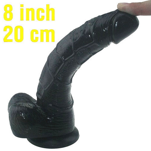 Dildos Realistic Big 8 inches Black Flesh Brown Dildo Flexible Huge Penis with textured shaft and strong suction cup Sex toy