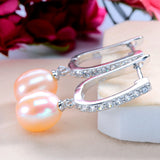 big size 925 sterling silver dangle earrings,high quality natural pearl drop earrings for women,genuine pearl jewelry